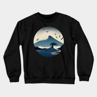 Mountain and Birds scenery Japan Art Crewneck Sweatshirt